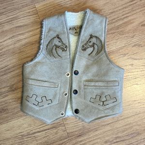 Leather vest, Sherpa lining